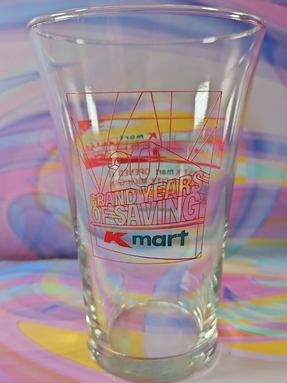 KMart "20 Grand Years of Saving" Promo Glass, First Kmart Garden City MI 1962